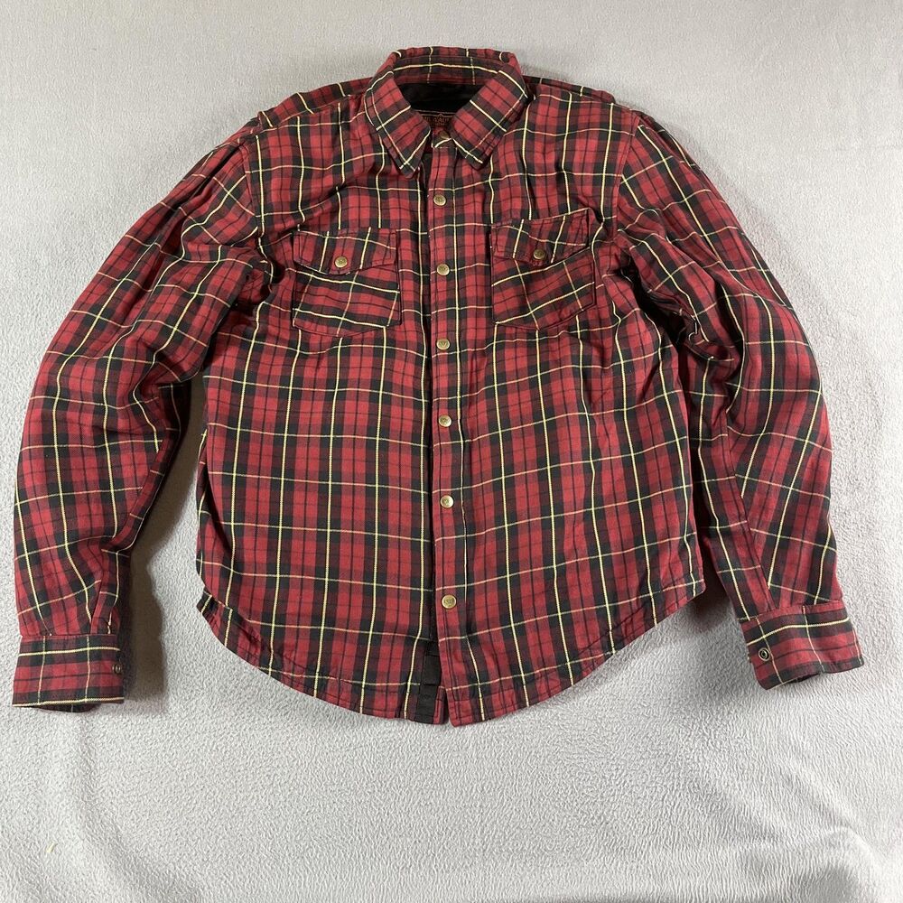 Milwaukee Performance Shirt Mens Large Red Plaid Lined Flannel Snap Front Riding